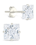 Sterling Silver Princess Cut Prong Set Stud Earrings