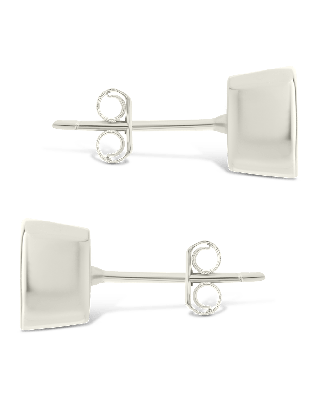 Sterling Silver Radiant Cut Bezel Set Stud Earrings