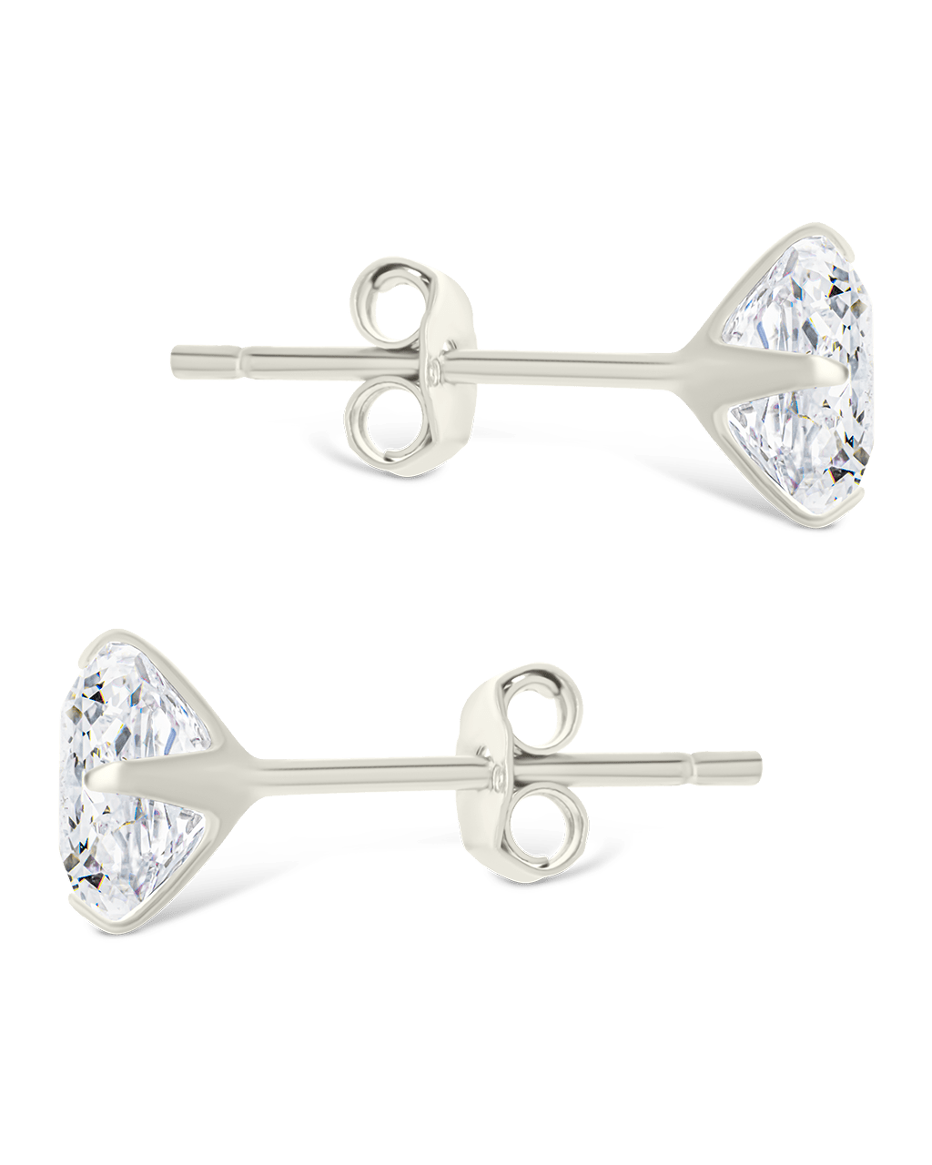 Sterling Silver Radiant Cut Prong Set Stud Earrings
