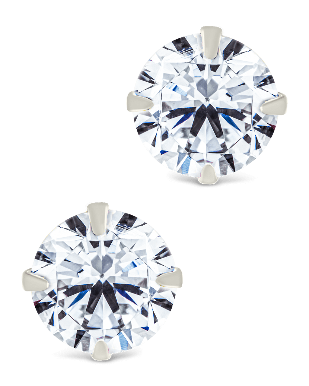Sterling Silver Round Cut Prong Set Stud Earrings