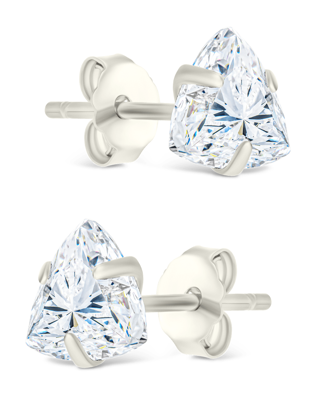 Sterling Silver Trillion Cut Prong Set Stud Earrings