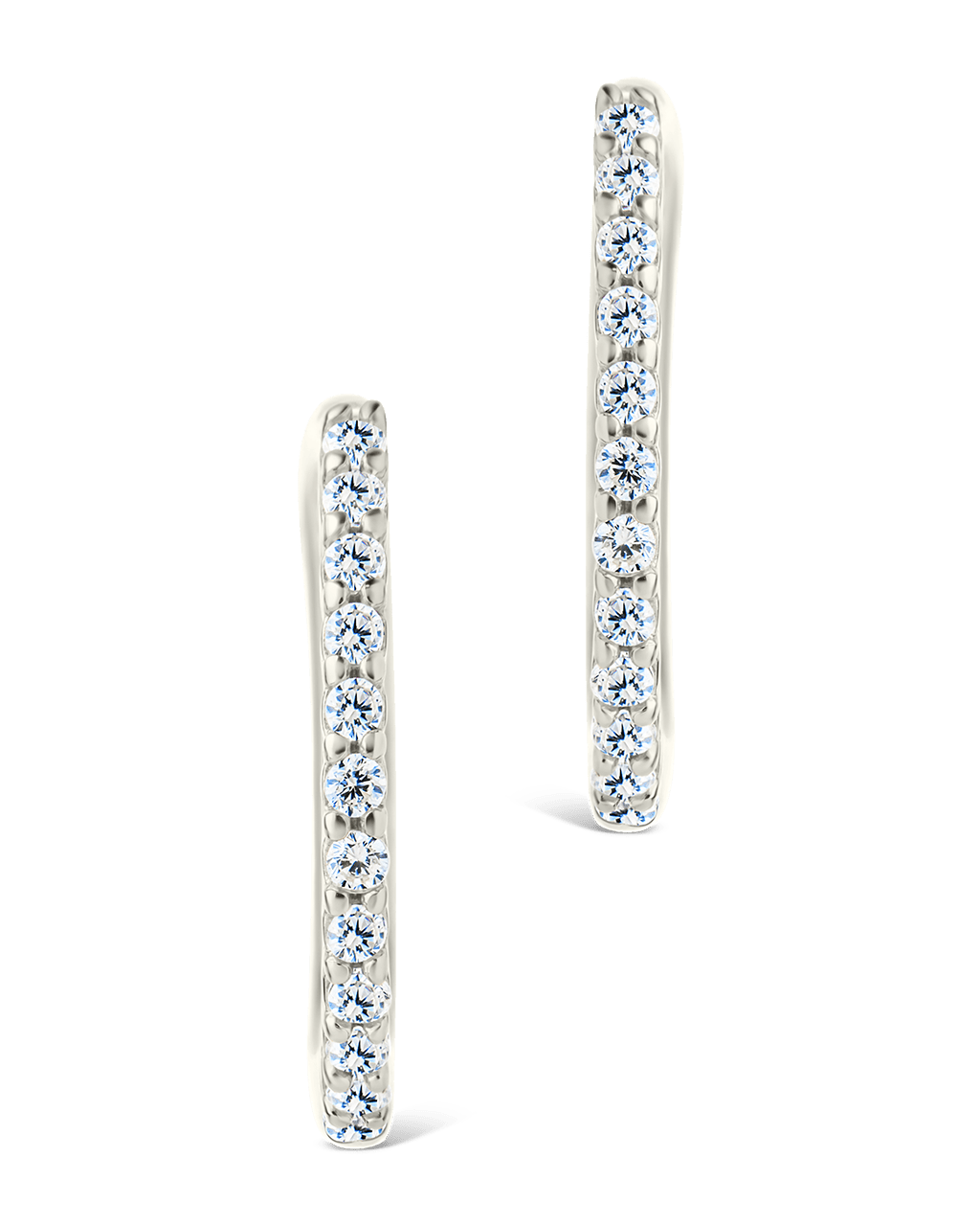 Sterling Silver Pave CZ Micro Hoops