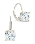 Sterling Silver Round Cut French Clip Earrings