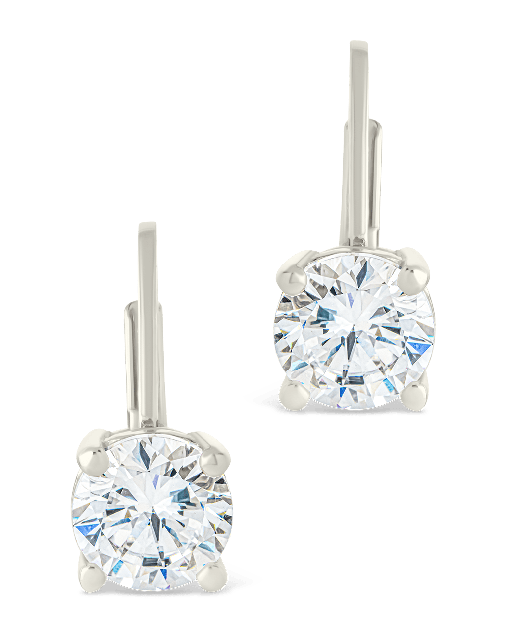 Sterling Silver Round Cut French Clip Earrings