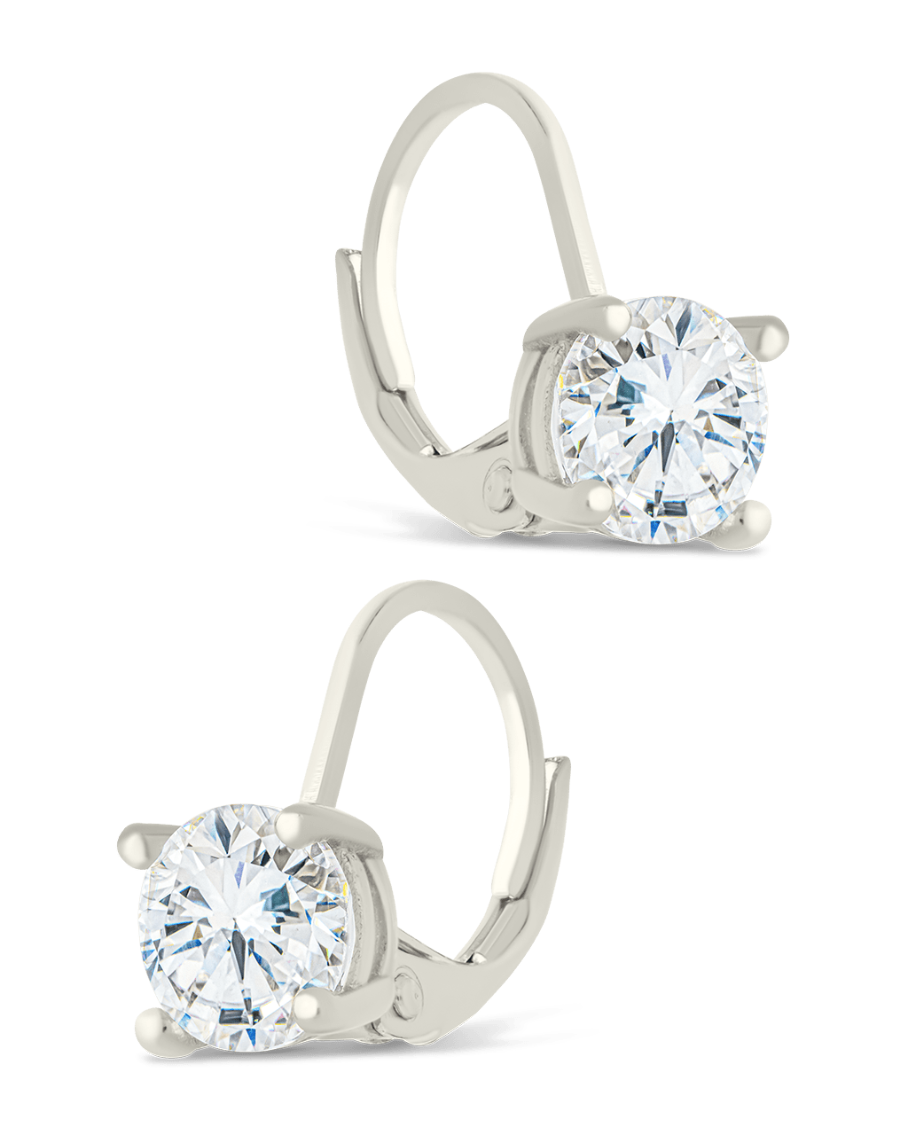 Sterling Silver Round Cut French Clip Earrings