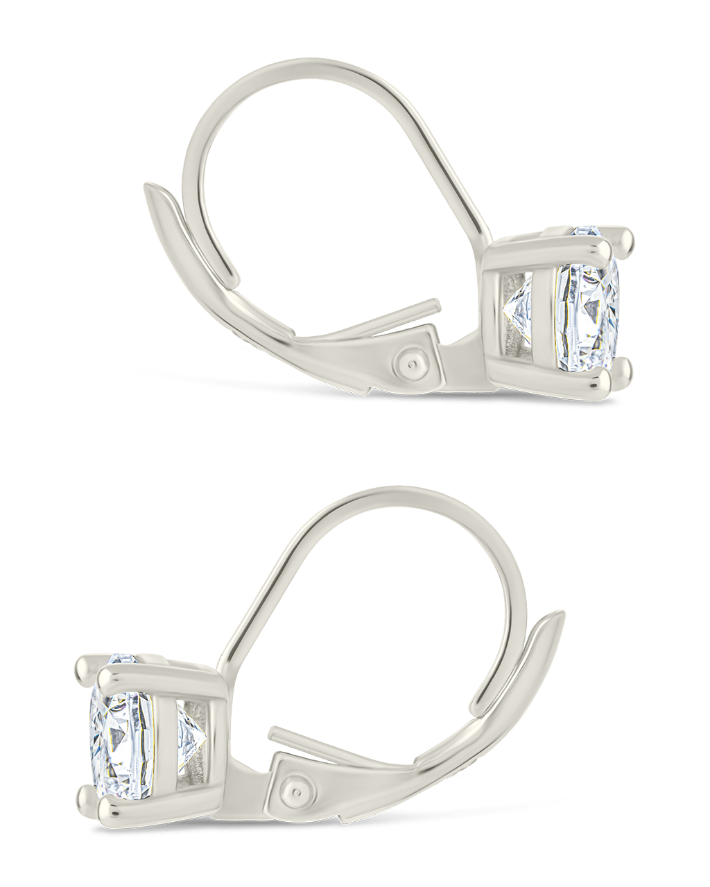 Sterling Silver Round Cut French Clip Earrings