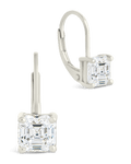 Sterling Silver Princess Cut French Clip Earrings