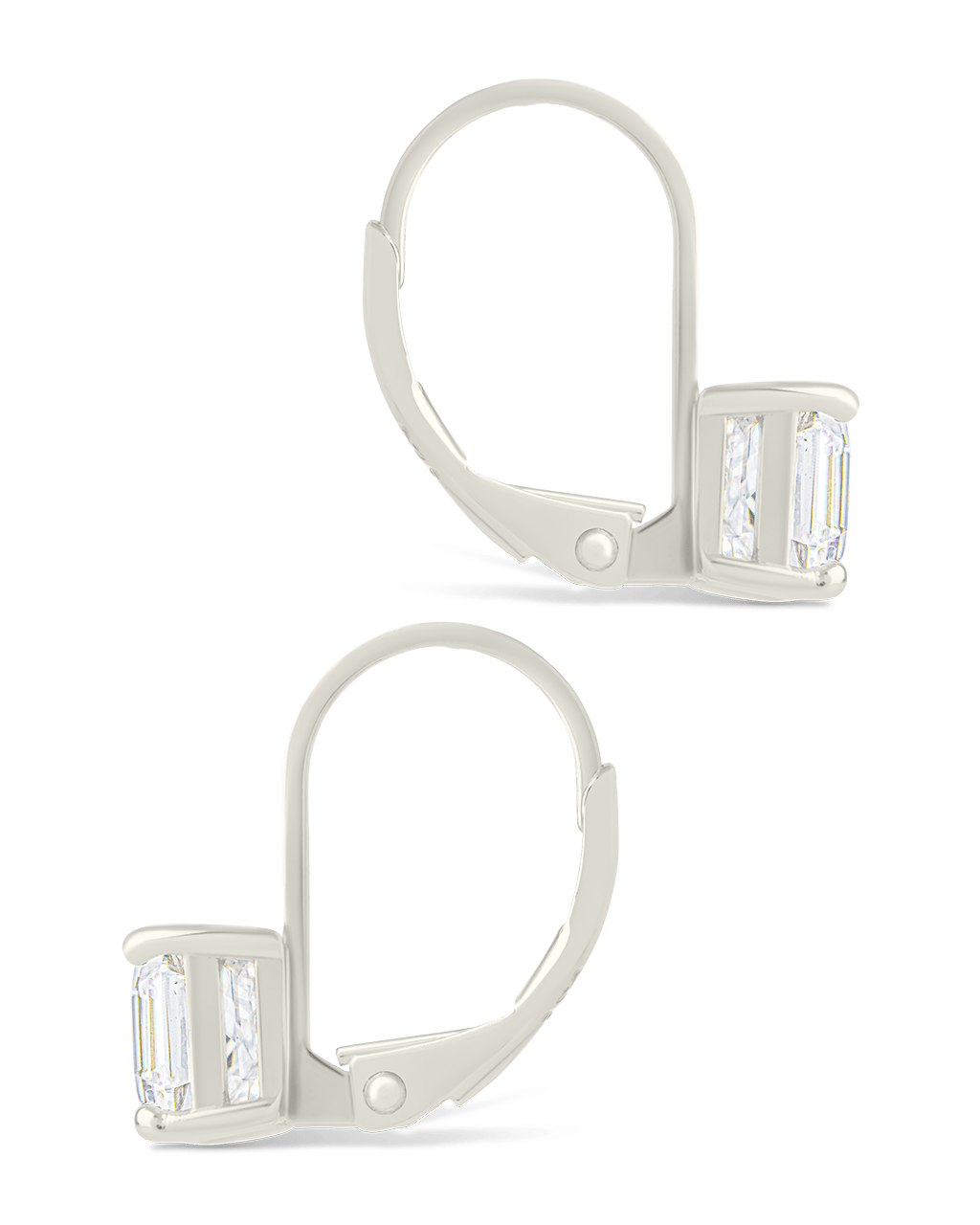 Sterling Silver Princess Cut French Clip Earrings