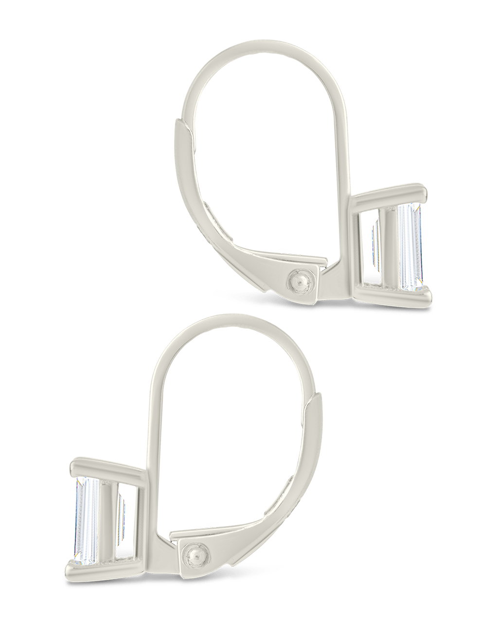 Sterling Silver Emerald Cut French Clip Earrings