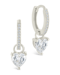 Sterling Silver Eugenia Heart Cut CZ Dangle Micro Hoops