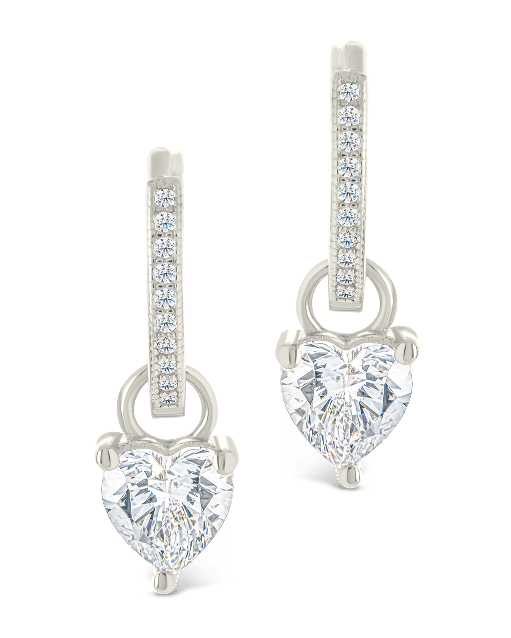Sterling Silver Eugenia Heart Cut CZ Dangle Micro Hoops