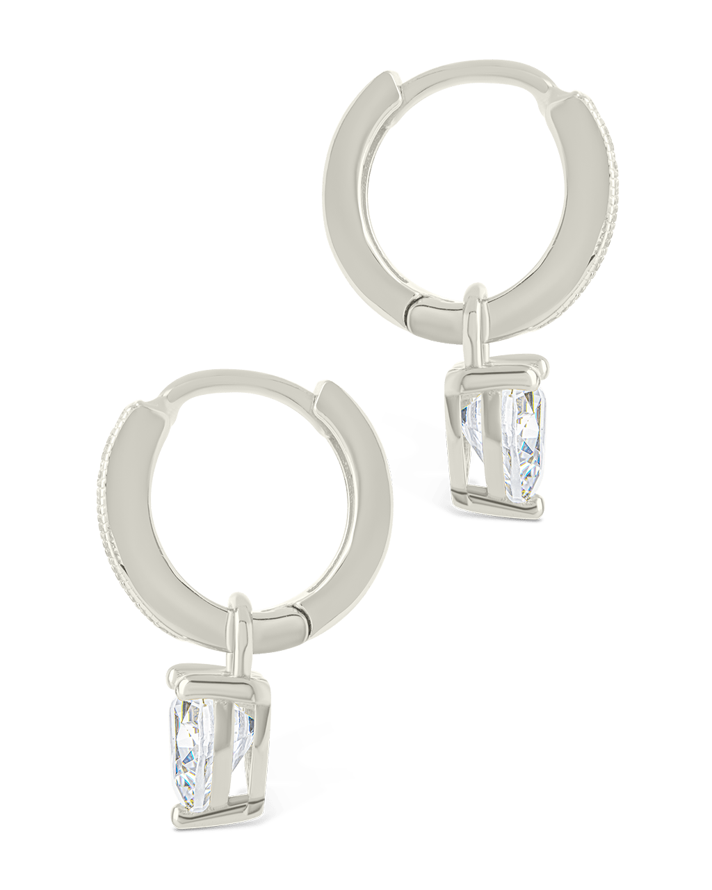 Sterling Silver Eugenia Heart Cut CZ Dangle Micro Hoops