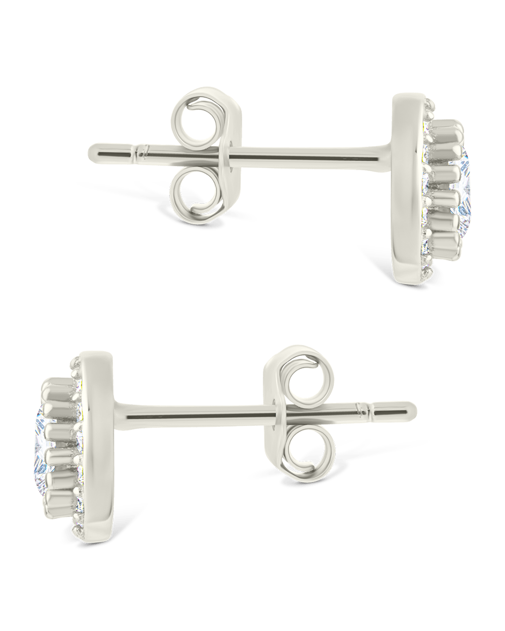 Sterling Silver Round Cut Brilliant Halo Studs