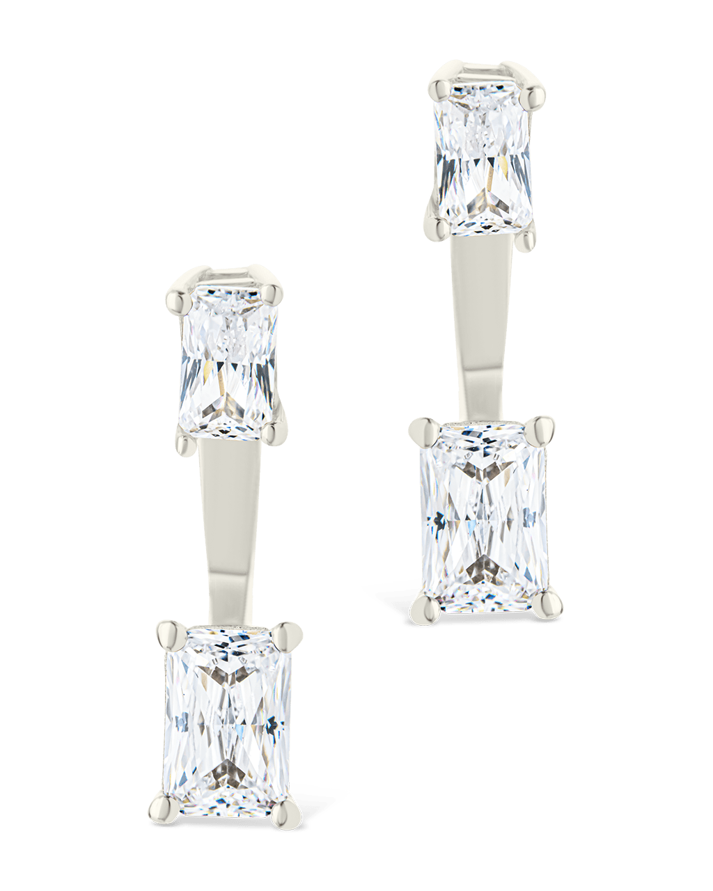 Sterling Silver Emerald Cut Duo Jackets