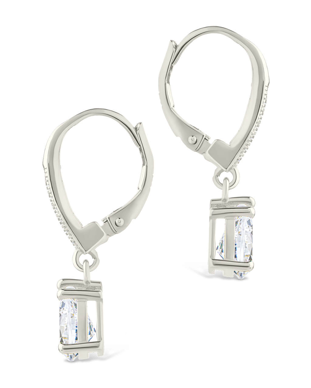 Sterling Silver Angelica Pear Cut CZ French Clip Earrings
