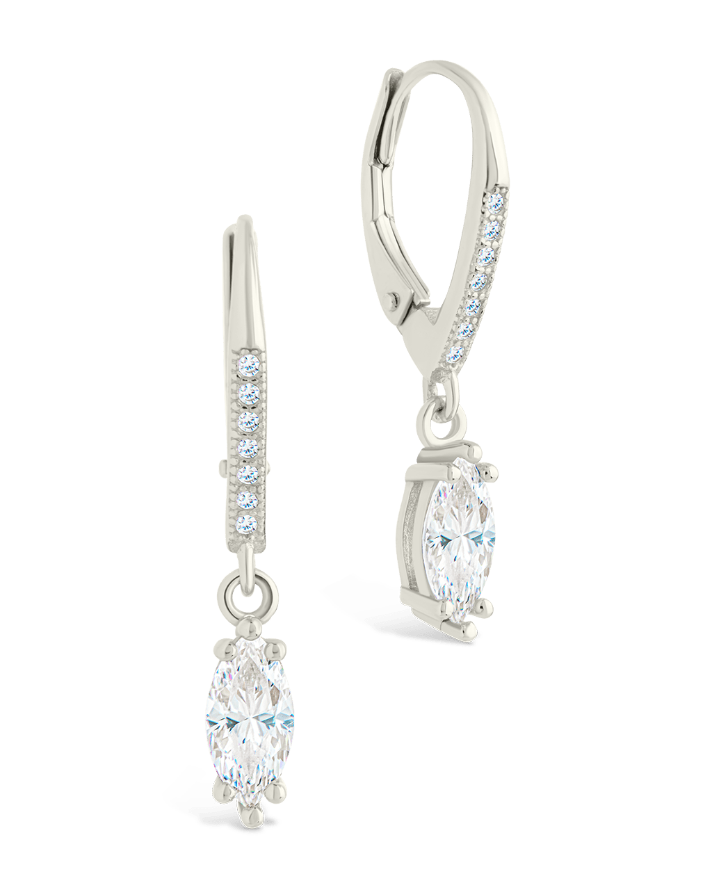 Sterling Silver Allegra Marquise Cut CZ French Clip Earrings
