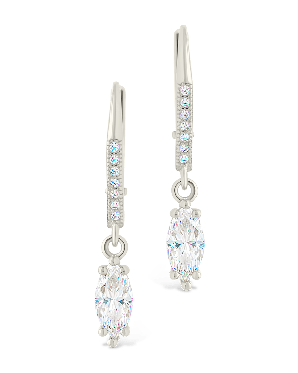 Sterling Silver Allegra Marquise Cut CZ French Clip Earrings