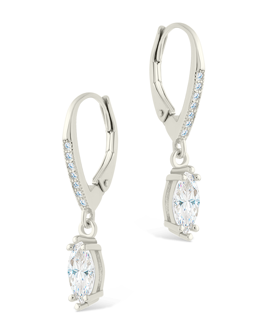 Sterling Silver Allegra Marquise Cut CZ French Clip Earrings