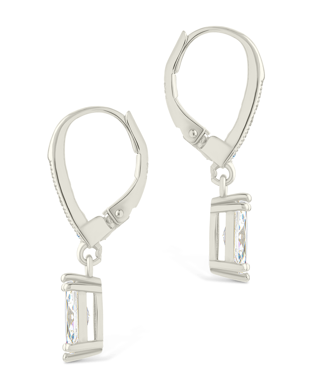 Sterling Silver Allegra Marquise Cut CZ French Clip Earrings