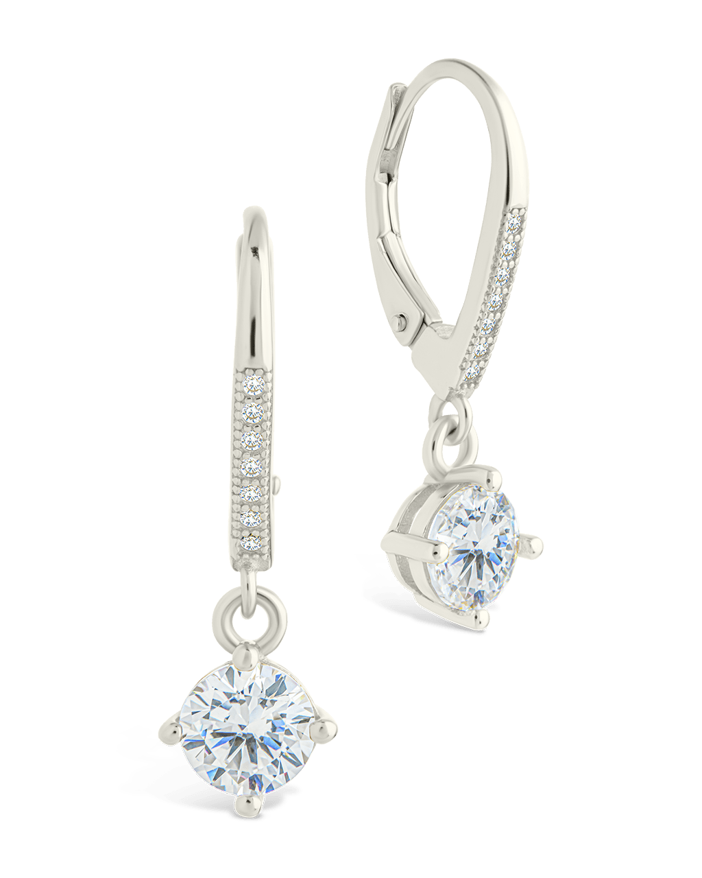 Sterling Silver Matilda Brilliant Cut CZ French Clip Earrings