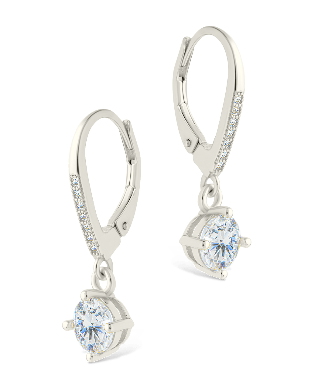 Sterling Silver Matilda Brilliant Cut CZ French Clip Earrings