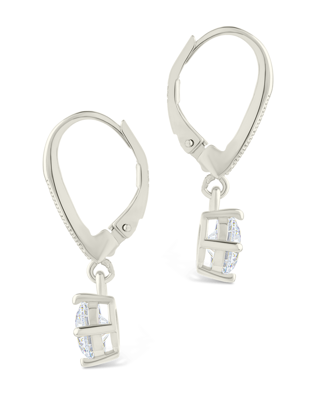 Sterling Silver Matilda Brilliant Cut CZ French Clip Earrings