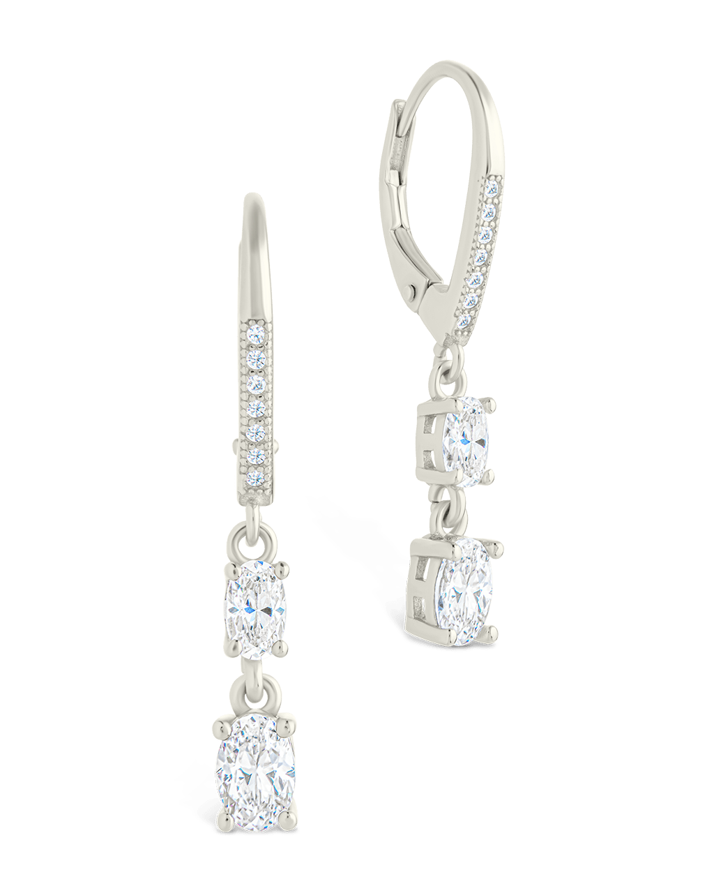 Sterling Silver Liesel Oval Cut CZ French Clip Earrings