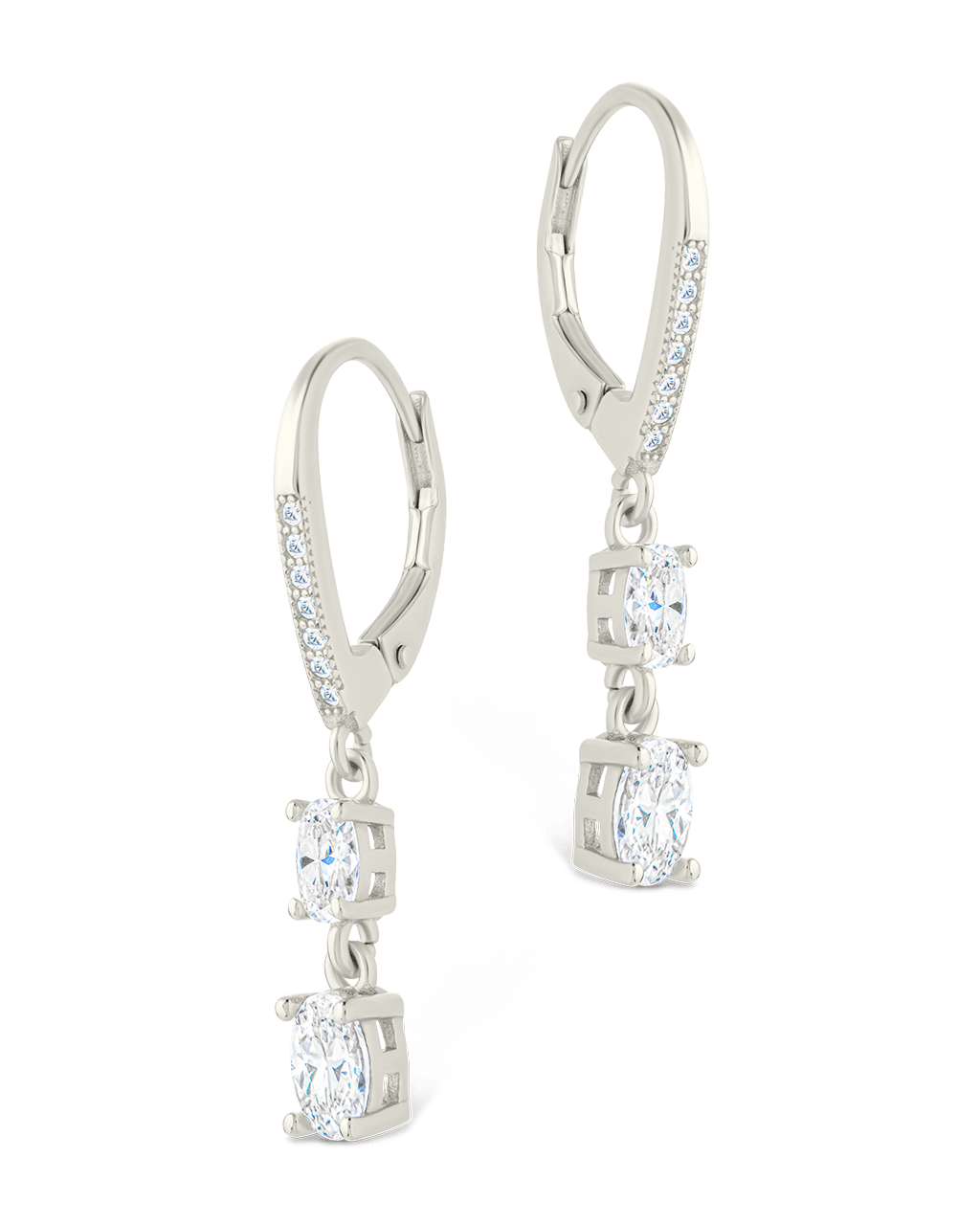 Sterling Silver Liesel Oval Cut CZ French Clip Earrings