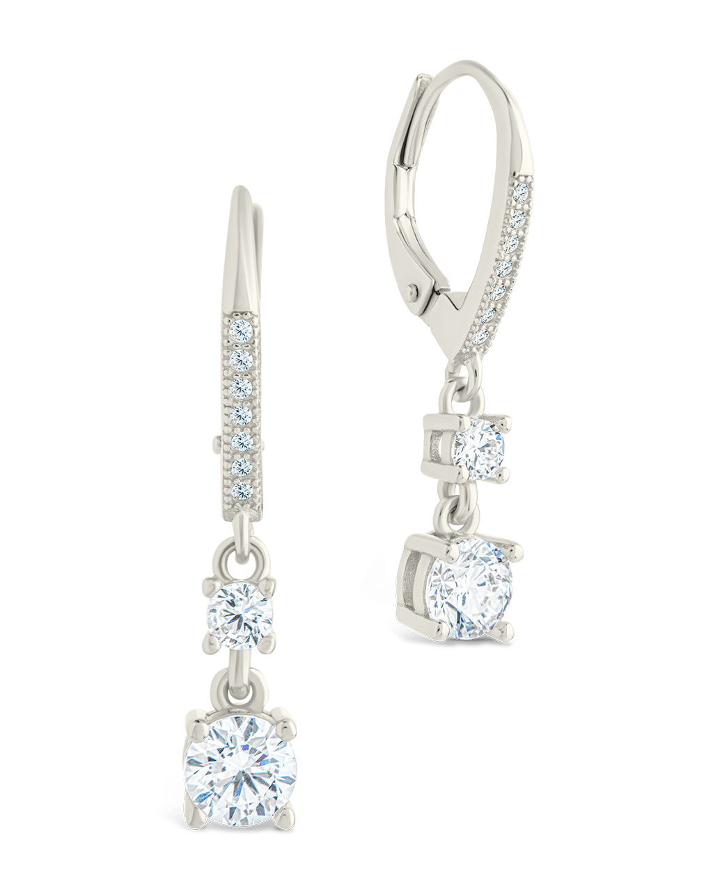 Sterling Silver Magdalena Brilliant Cut CZ French Clip Earrings