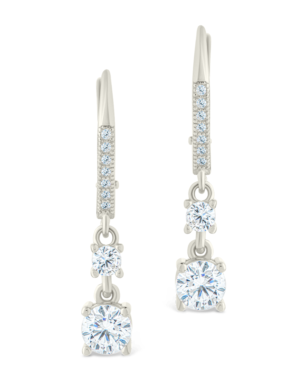 Sterling Silver Magdalena Brilliant Cut CZ French Clip Earrings