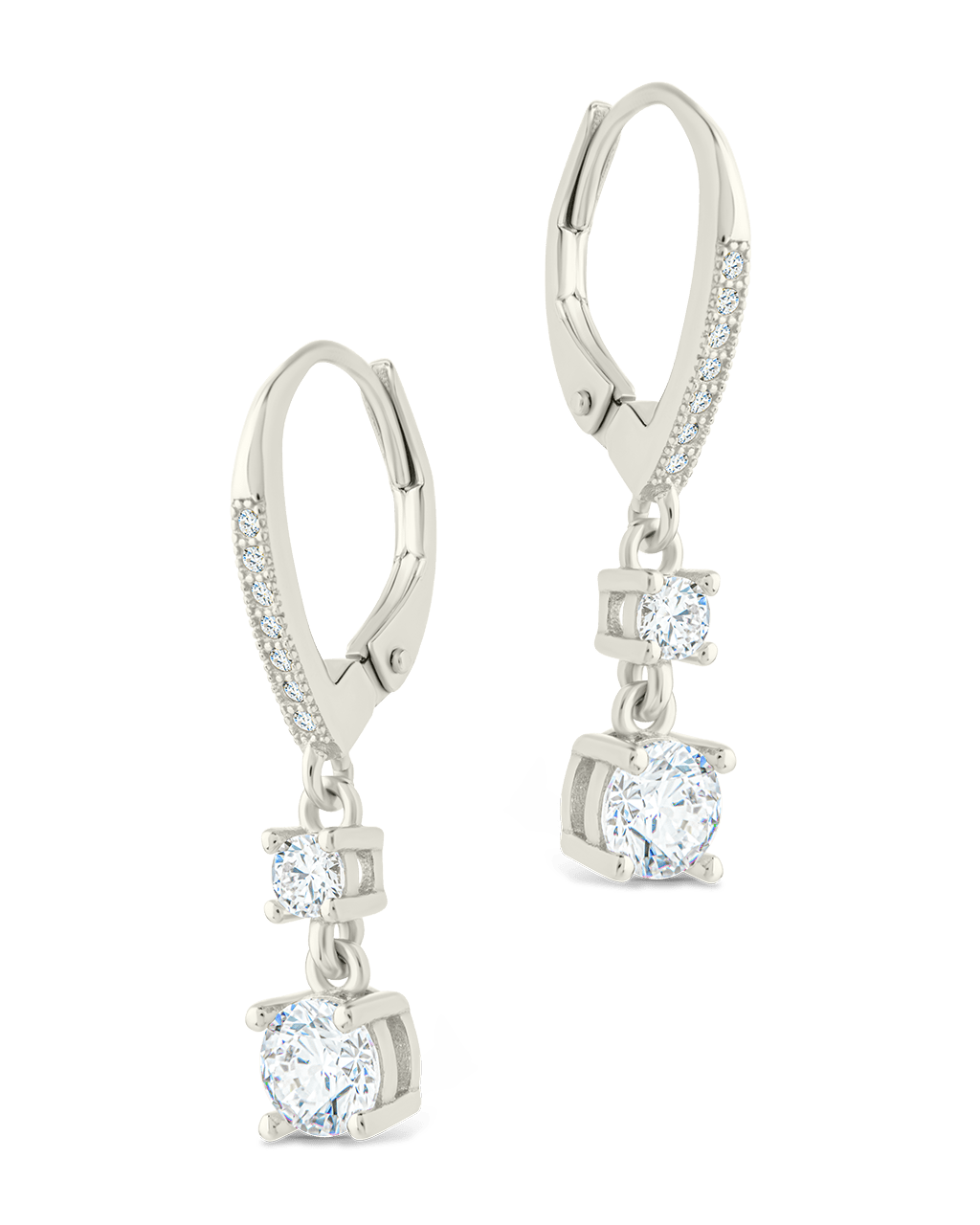 Sterling Silver Magdalena Brilliant Cut CZ French Clip Earrings