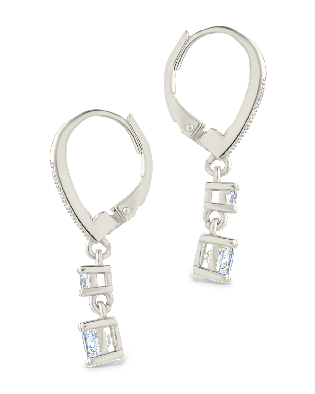 Sterling Silver Magdalena Brilliant Cut CZ French Clip Earrings