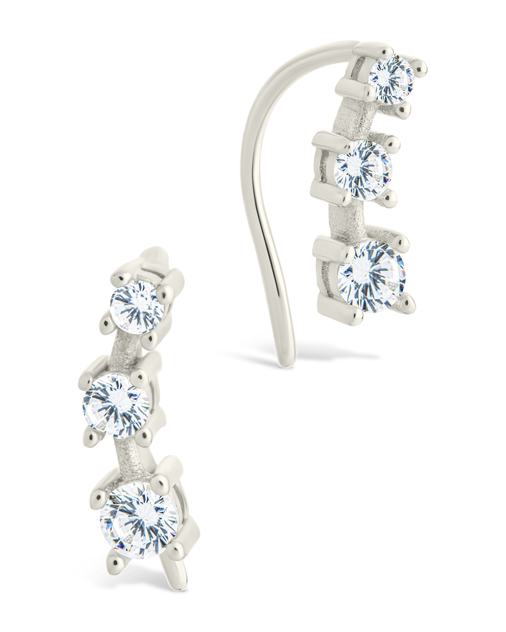 Sterling Silver Round Cut Mini Ear Crawlers
