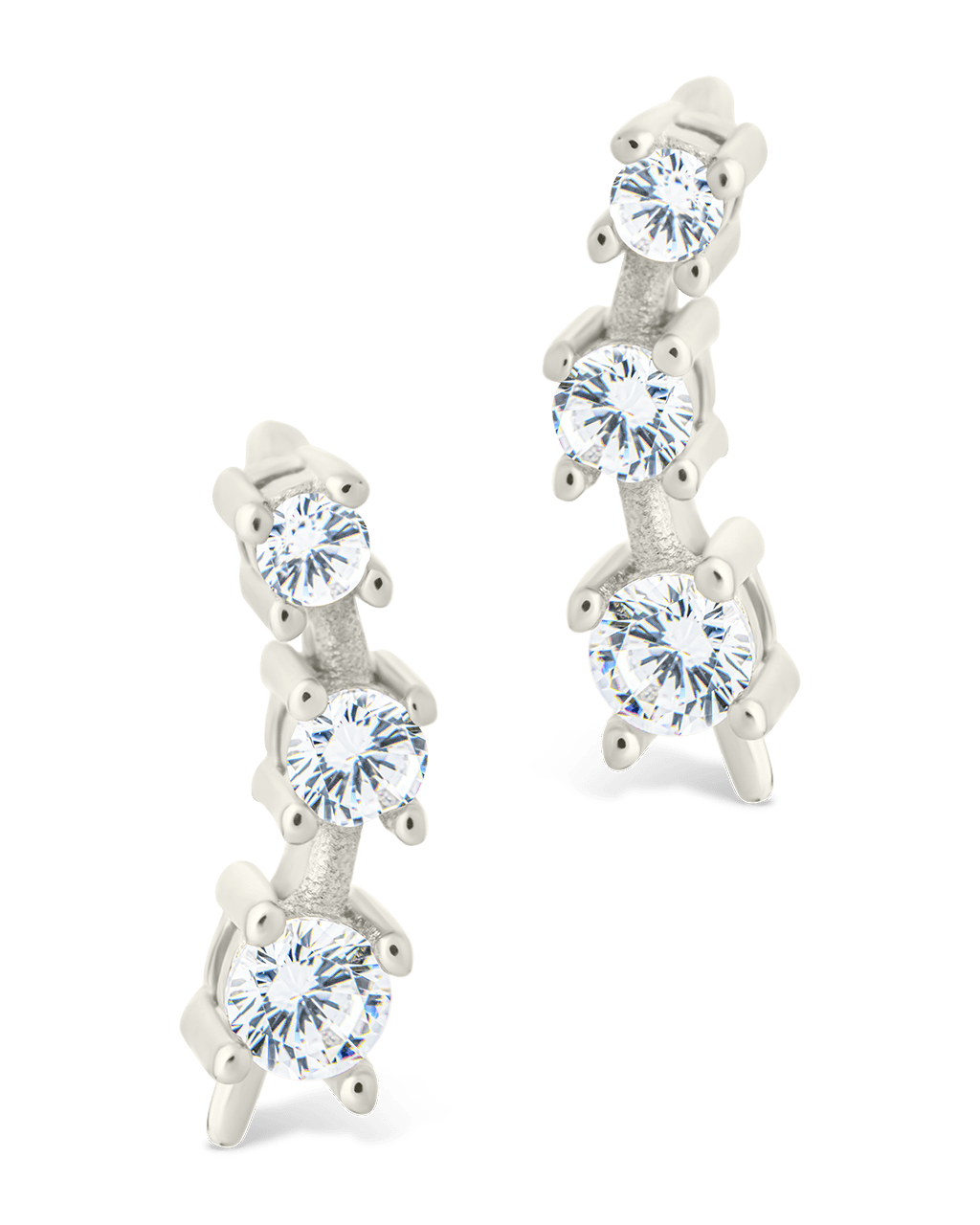 Sterling Silver Round Cut Mini Ear Crawlers