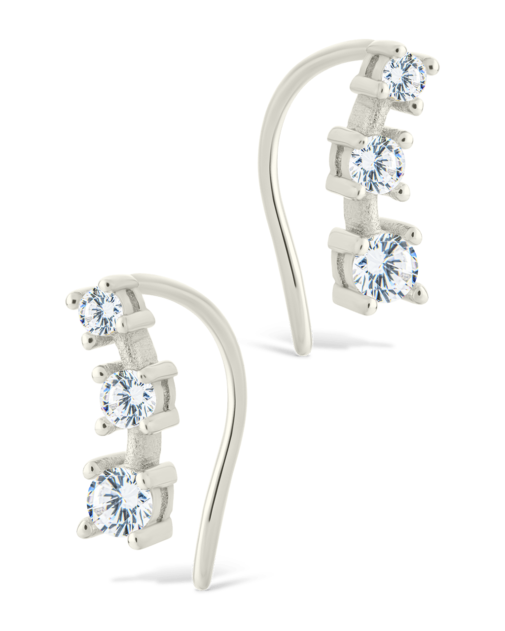 Sterling Silver Round Cut Mini Ear Crawlers