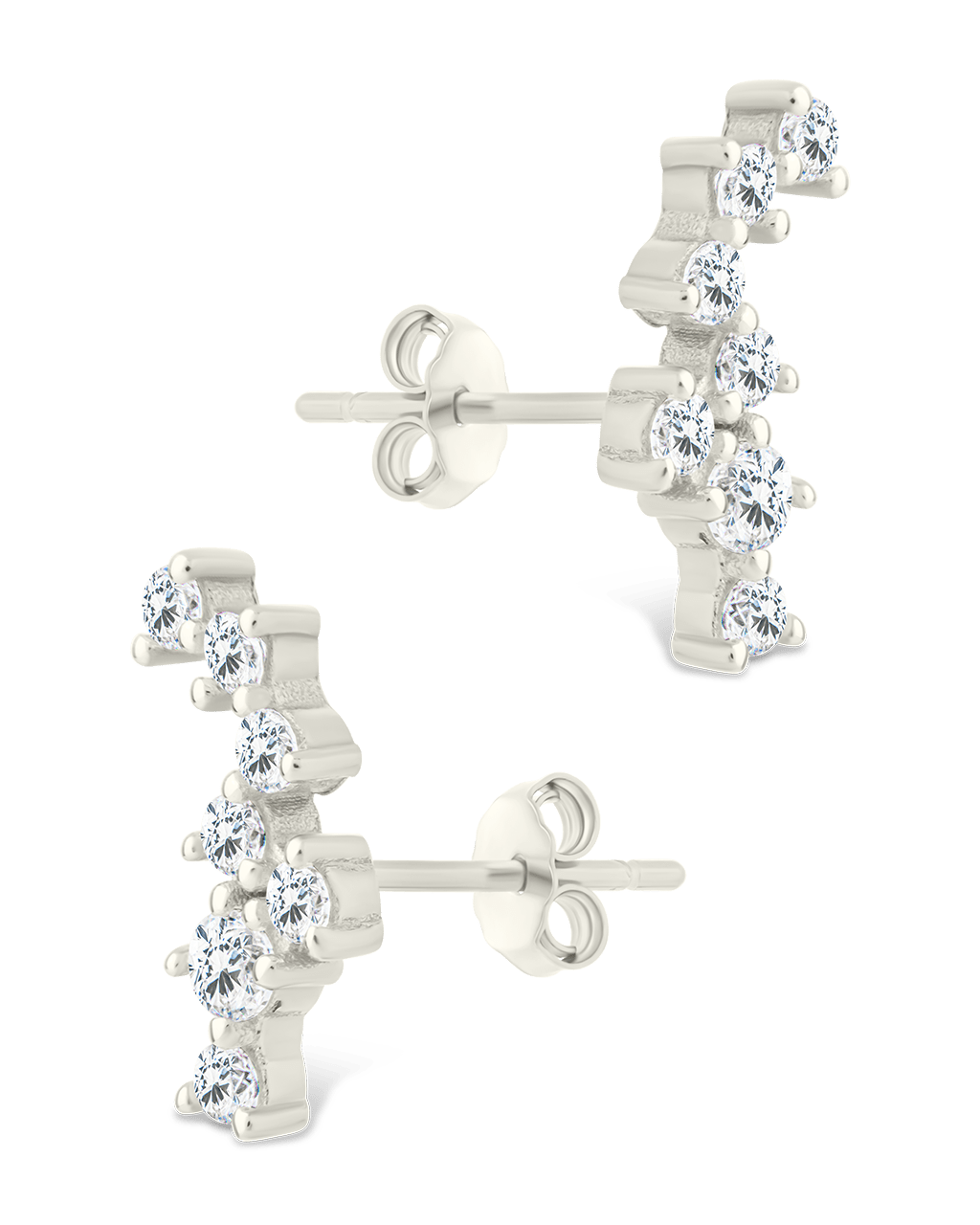 Sterling Silver Round Cut Cluster CZ Crawlers
