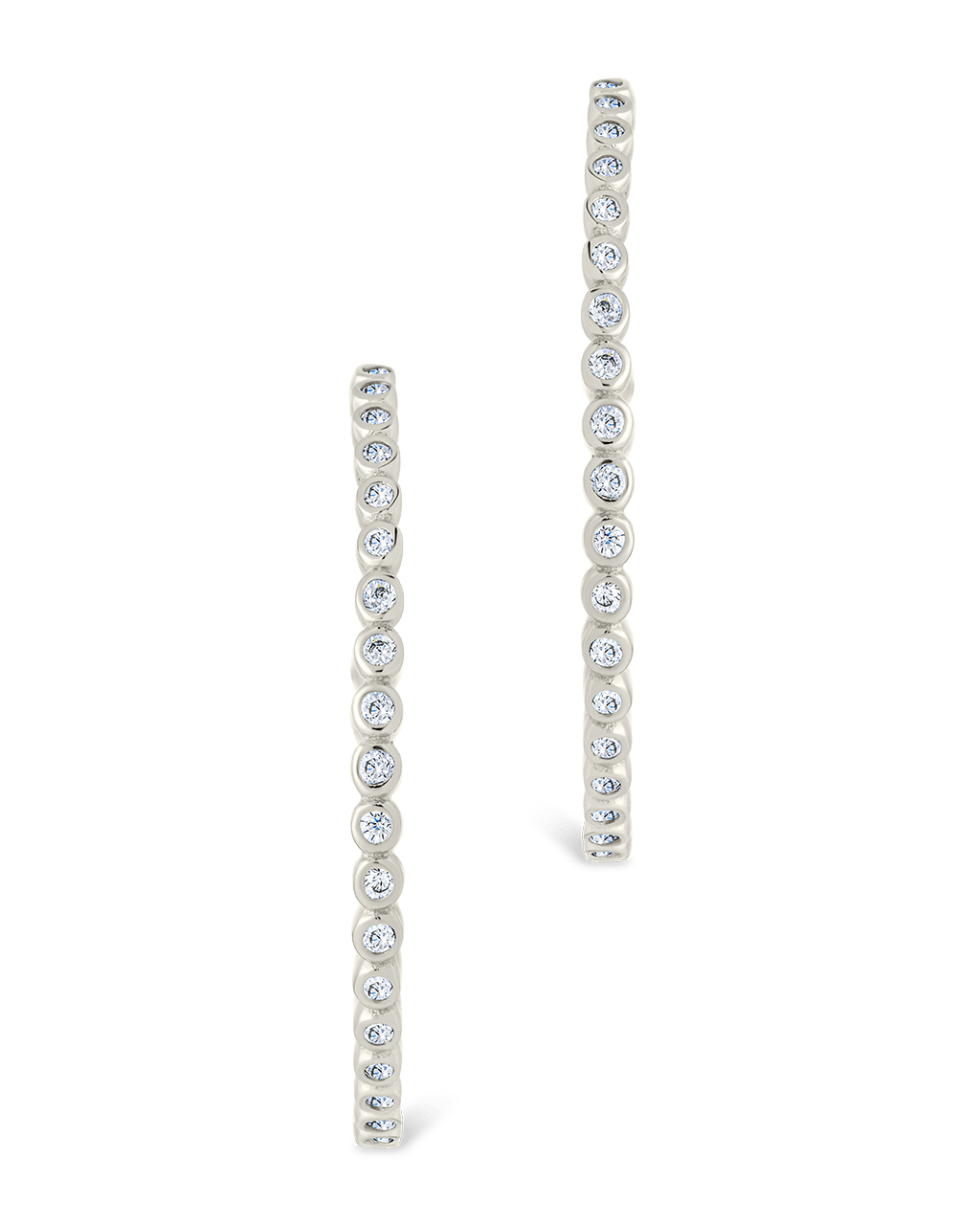 Sterling Silver Bezel Statement Bubble Hoops
