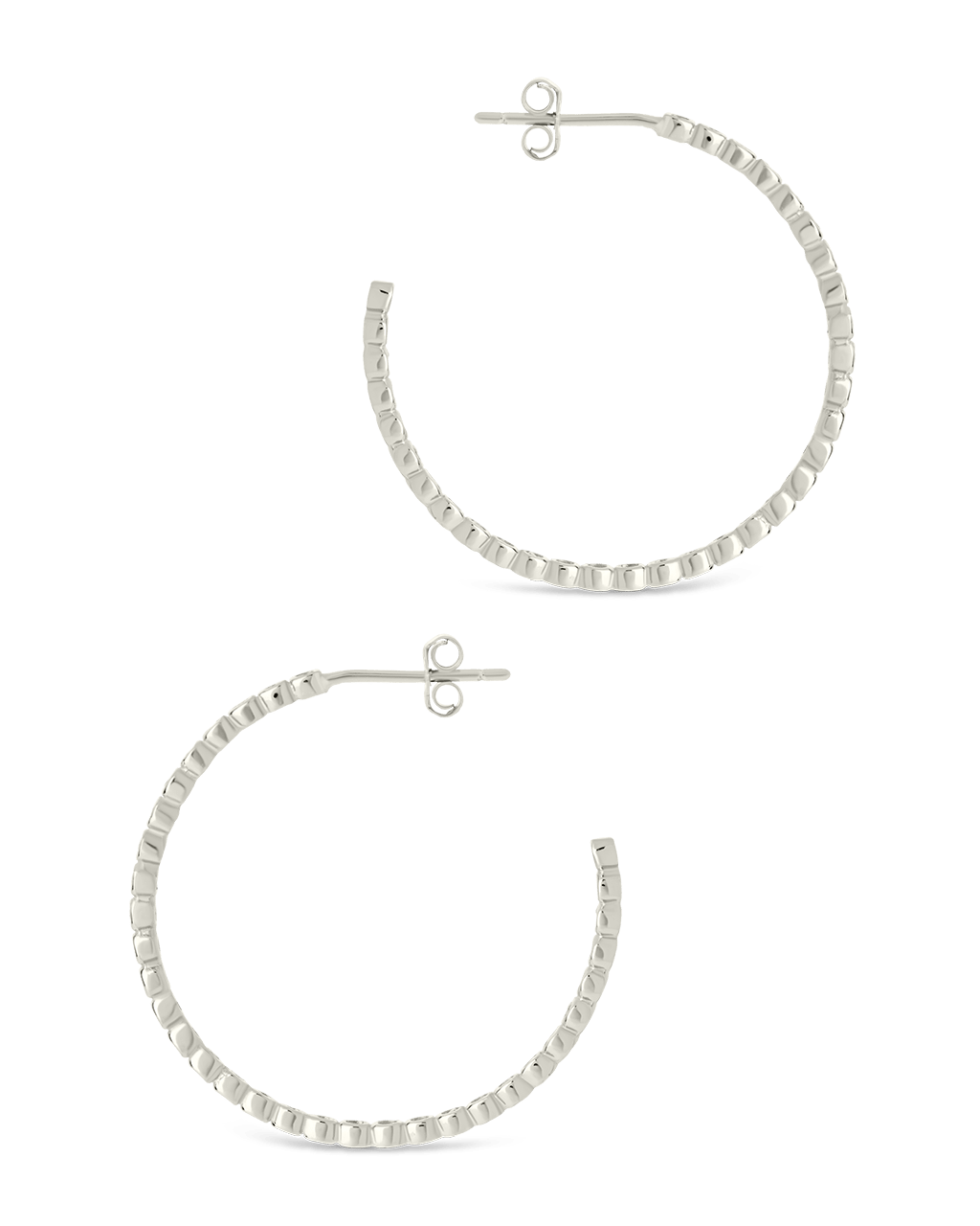 Sterling Silver Bezel Statement Bubble Hoops