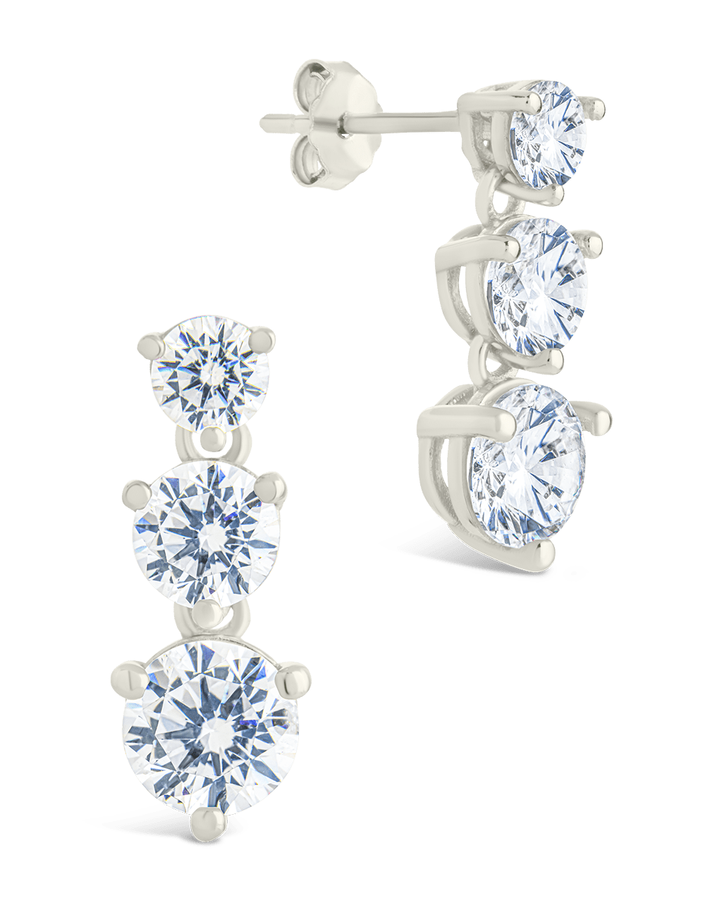 Sterling Silver Opaline Brilliant Cut CZ Studs