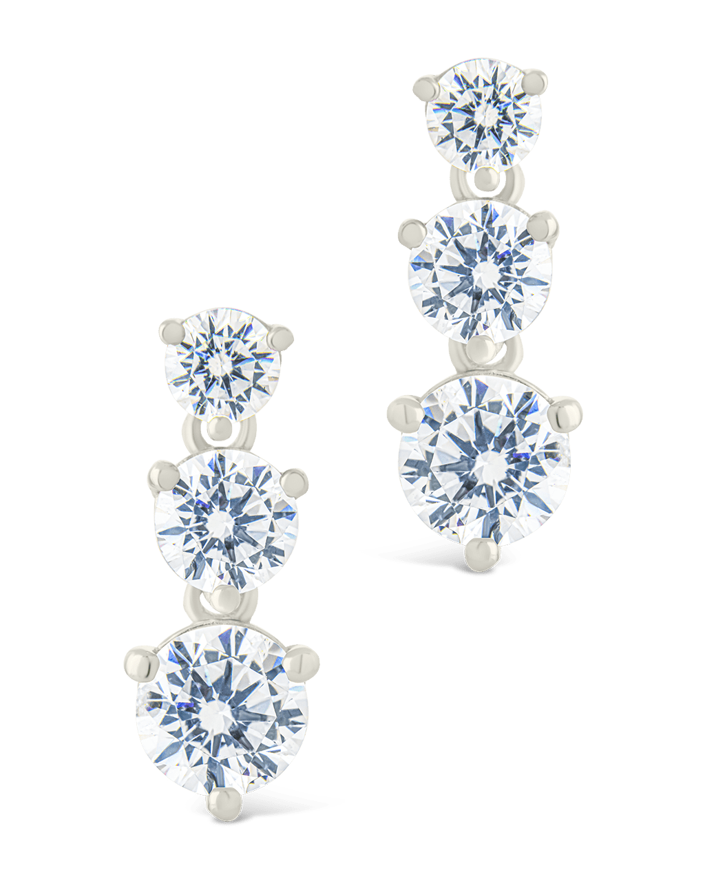 Sterling Silver Opaline Brilliant Cut CZ Studs