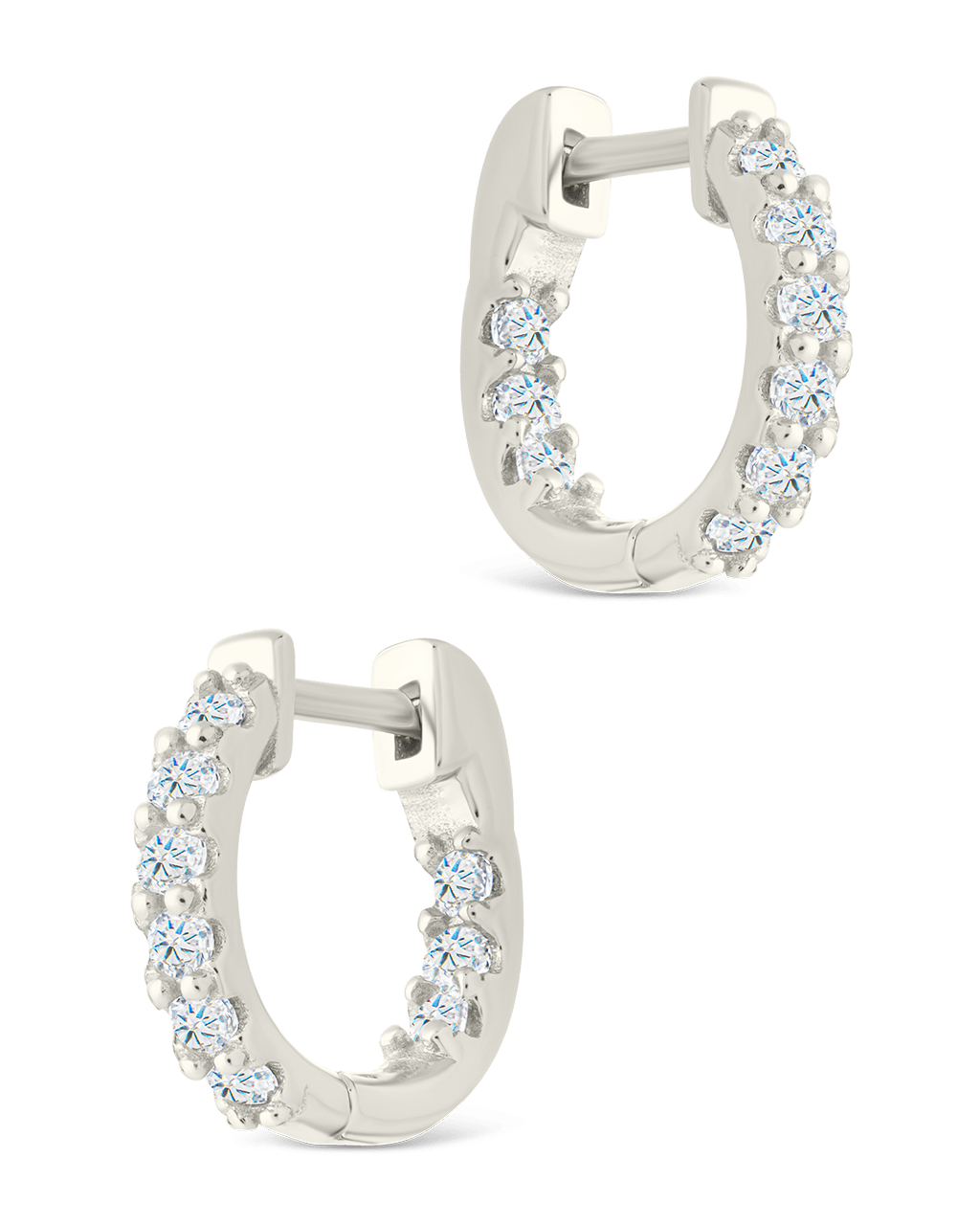 Sterling Silver Constance CZ Studded Statement Hoops