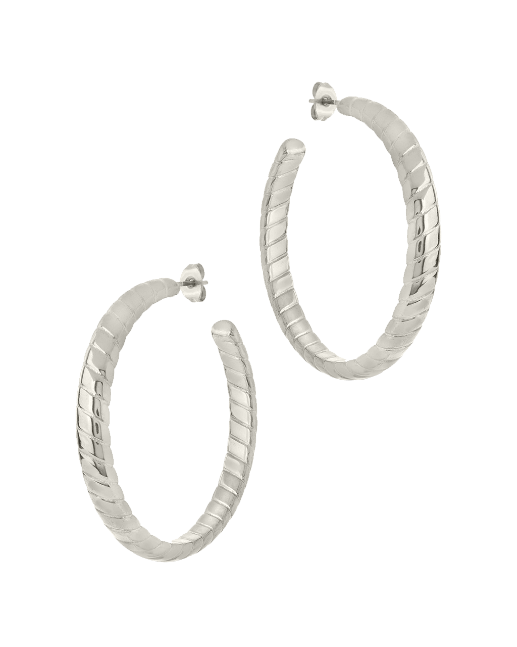 Everly Flat Herringbone Chain Hoop Earrings