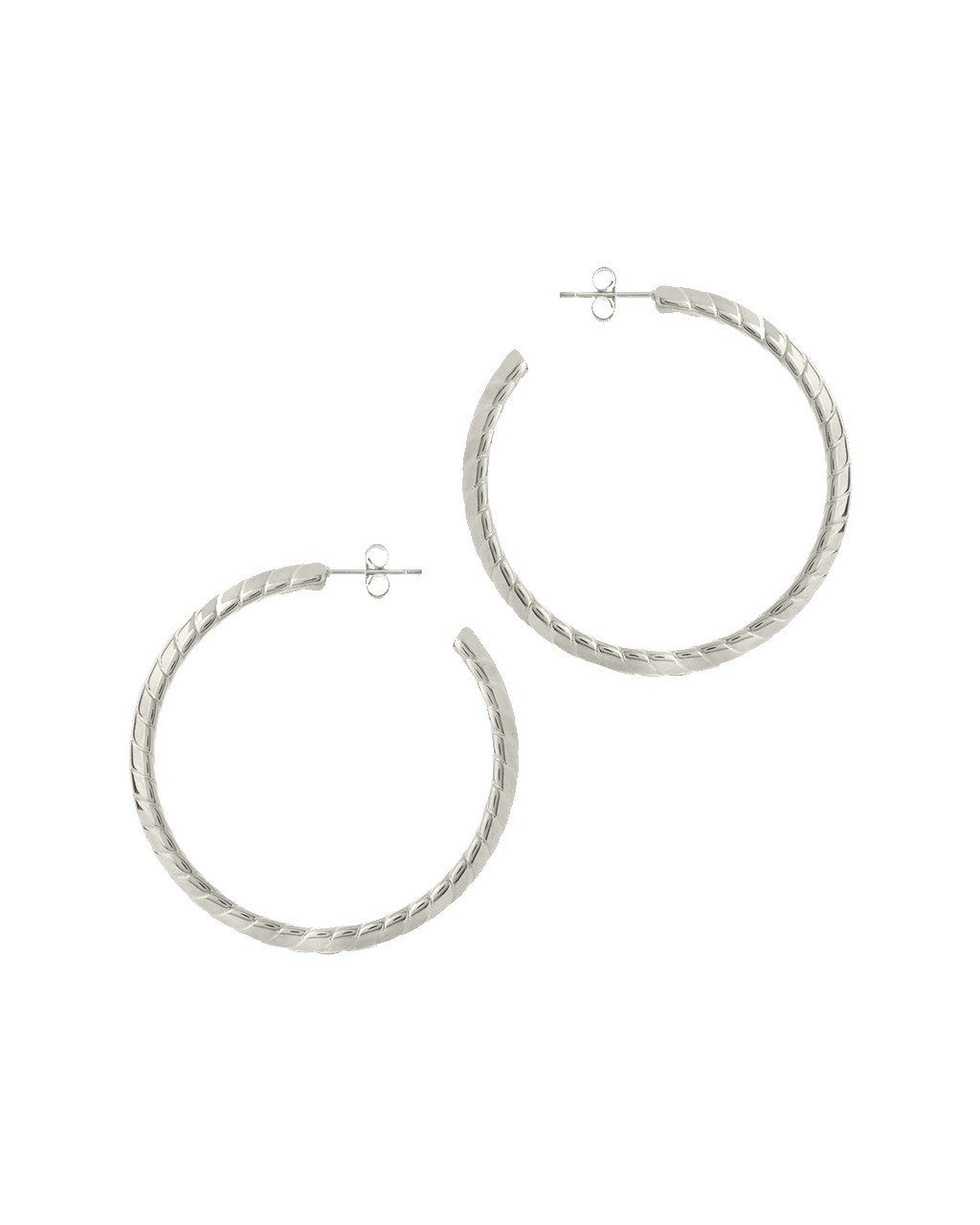 Everly Flat Herringbone Chain Hoop Earrings