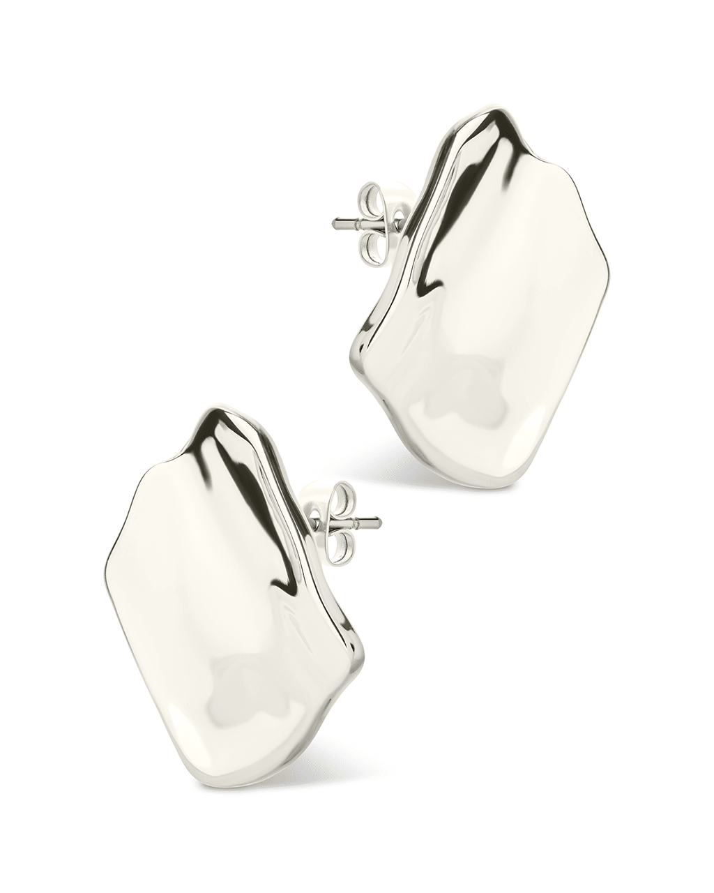 Sterling Silver Vivien Molten Square Statement Studs