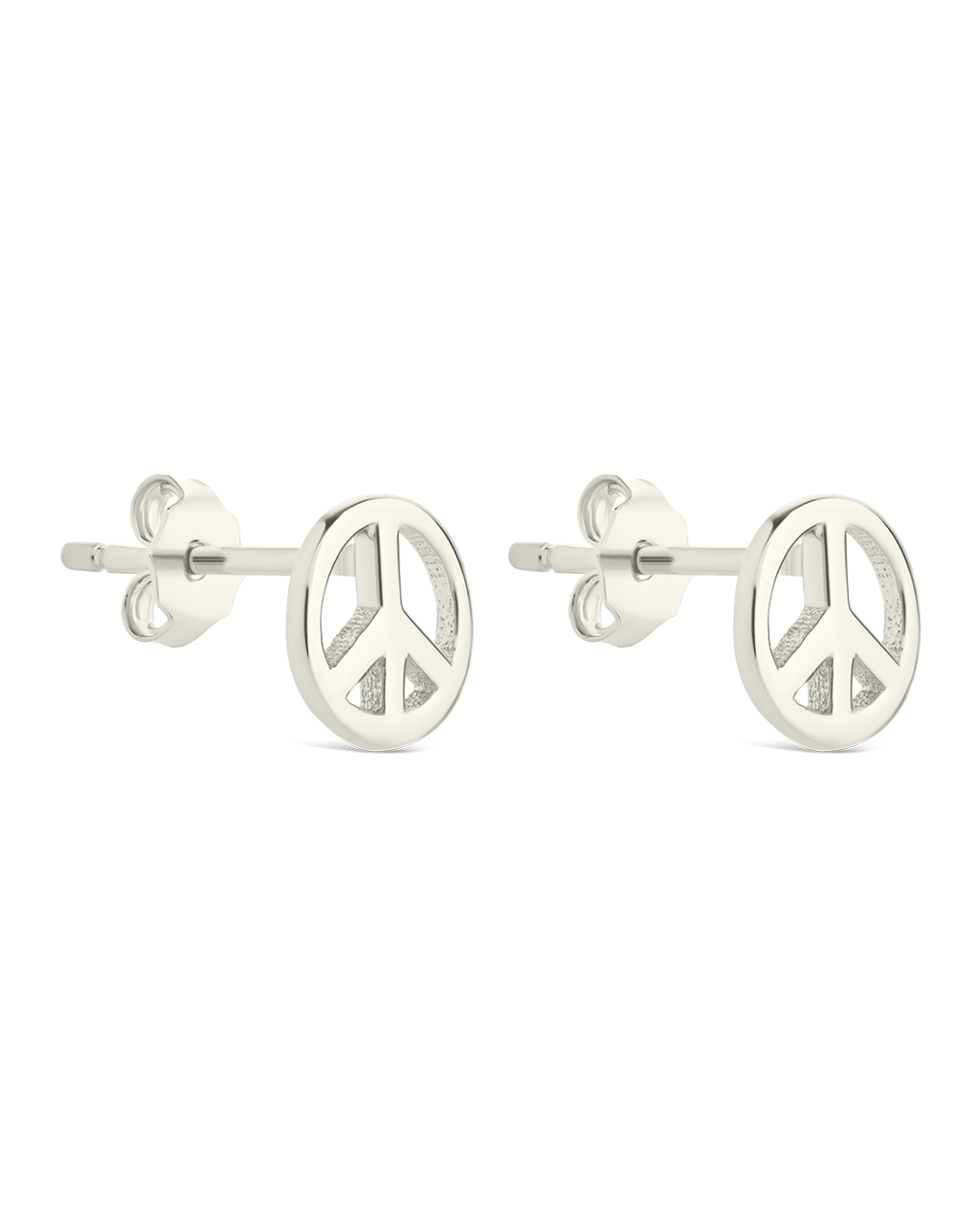 Sterling Silver Peace Sign Studs