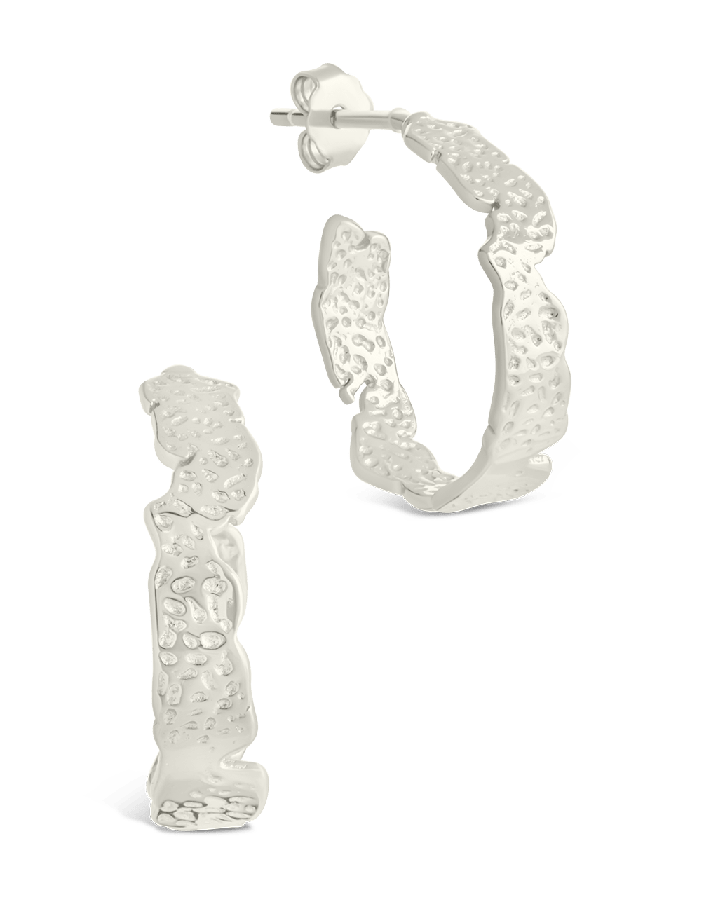 Sterling Silver Mary Textured Hoop Earrings