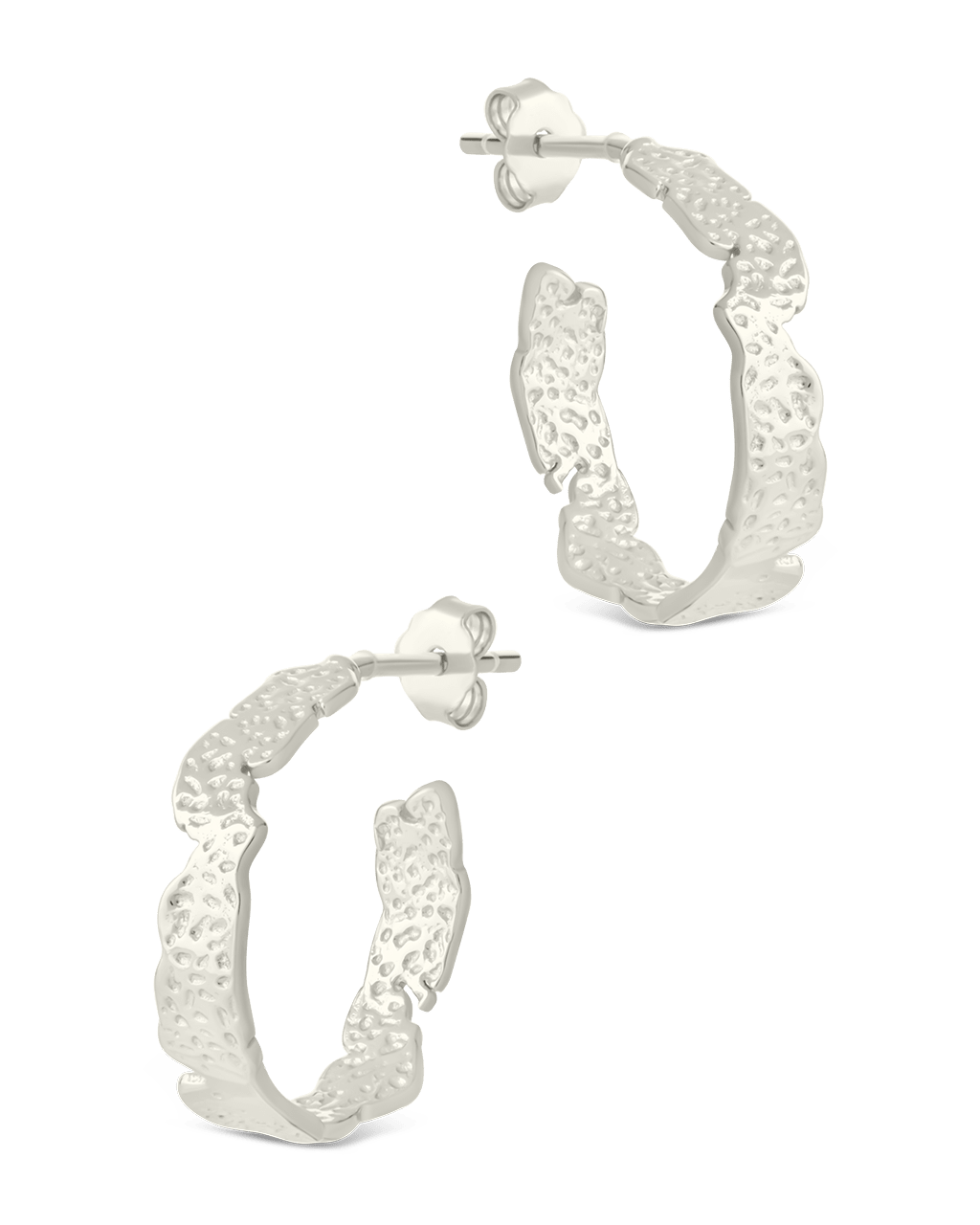 Sterling Silver Mary Textured Hoop Earrings