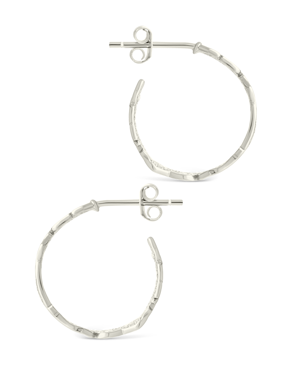 Sterling Silver Mary Textured Hoop Earrings