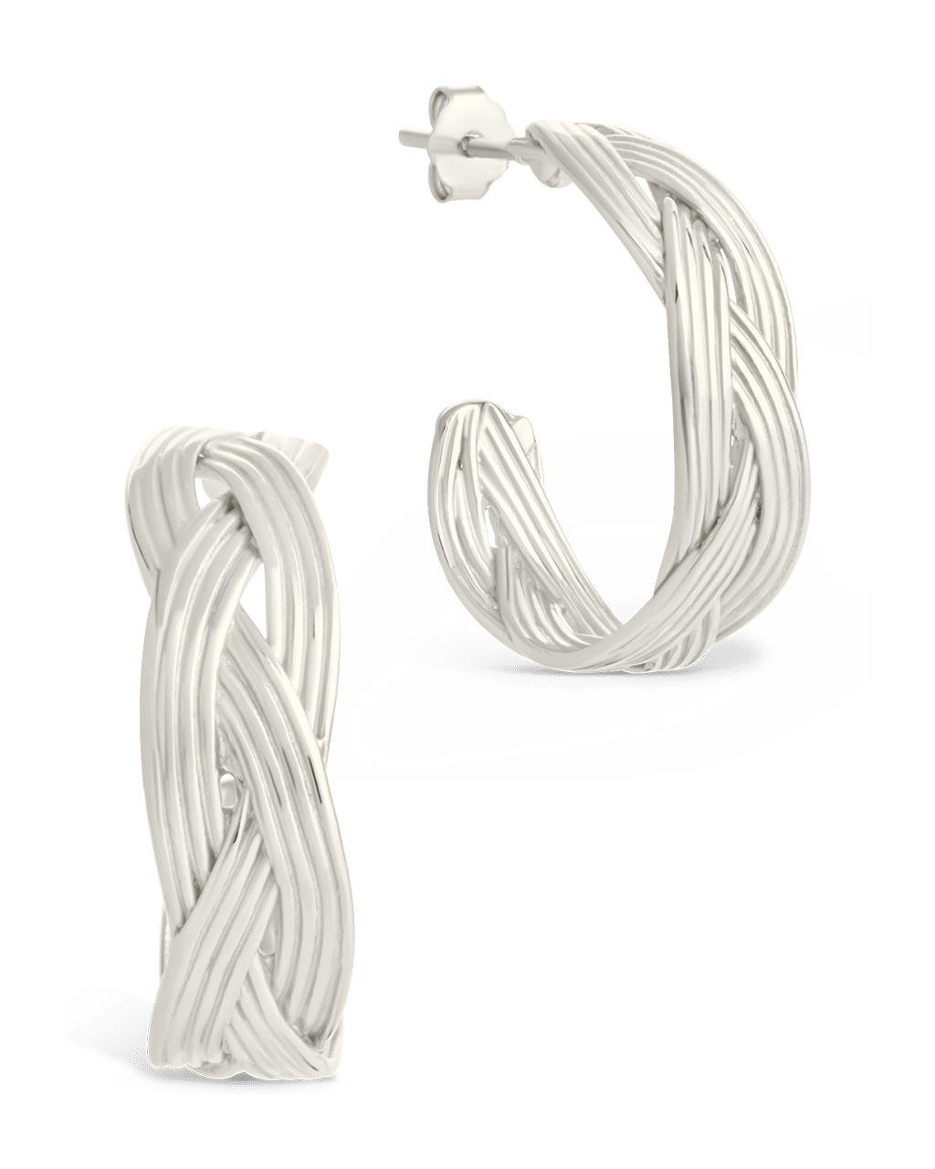 Sterling Silver Janet Ribbed Hoop Earrings