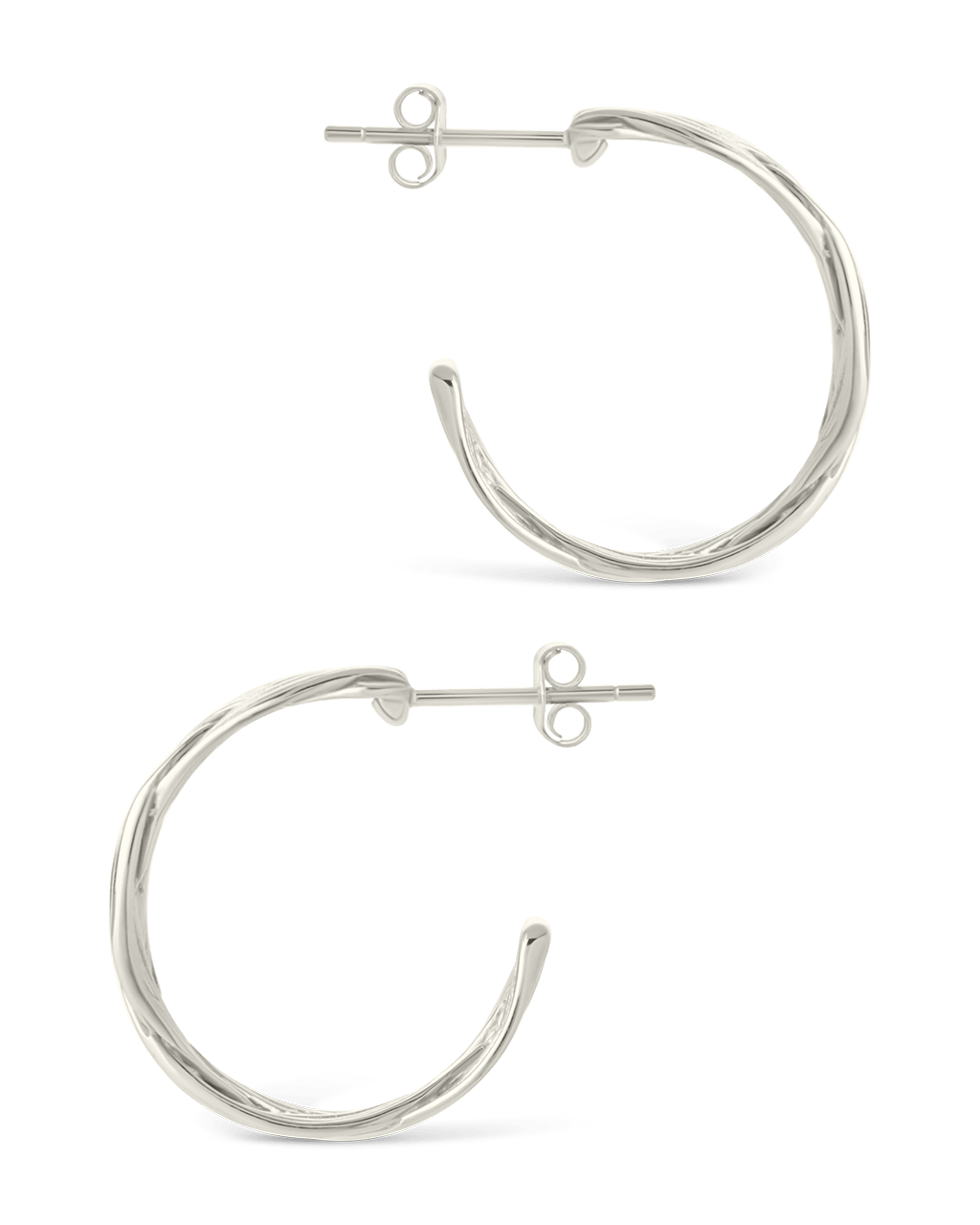 Sterling Silver Janet Ribbed Hoop Earrings